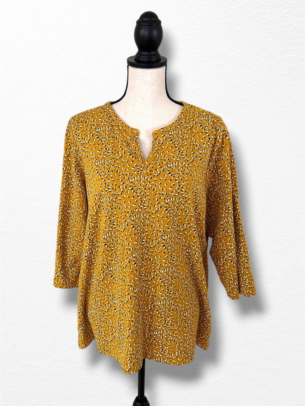 LL Bean 3/4 Sleeve Split-Neck Tunic Top, Size 2X